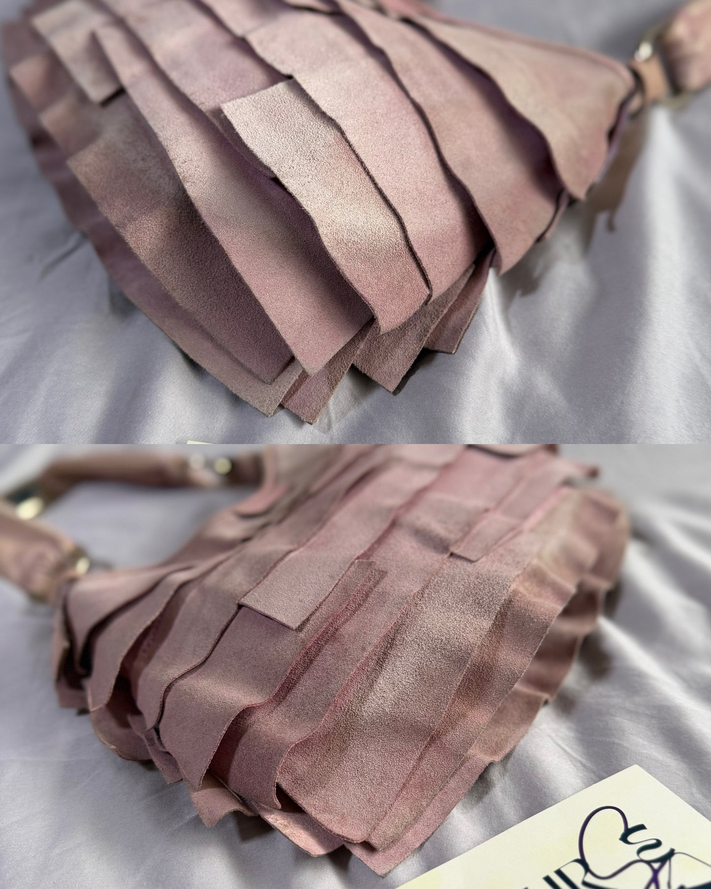 Authentic Vintage Yves Saint Laurent by Tom Ford Pink Suede Ruffle Small St. Tropez Shoulder Bag