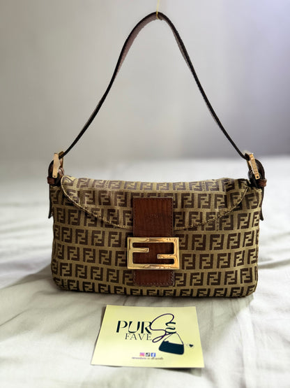 Fendi Zucchino Double Flap Baguette