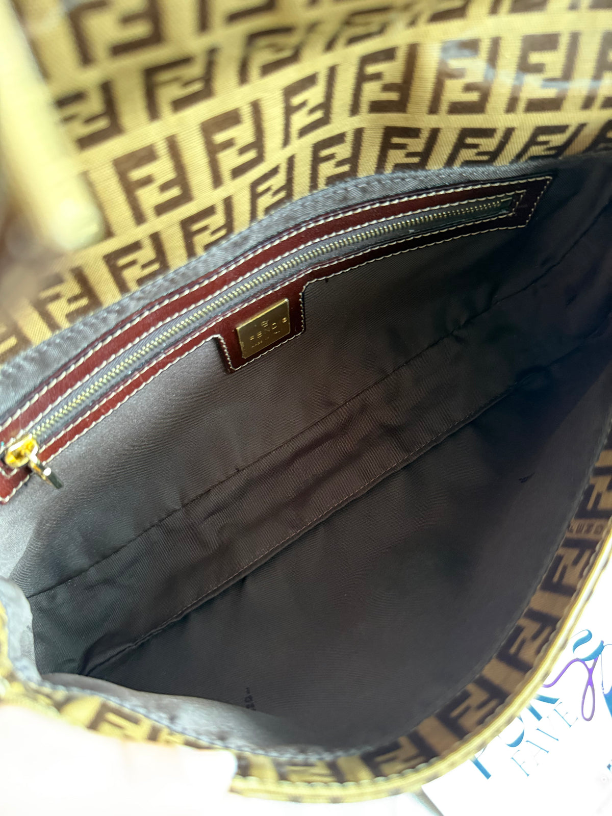 Fendi Zucchino Gold Vinyl Baguette