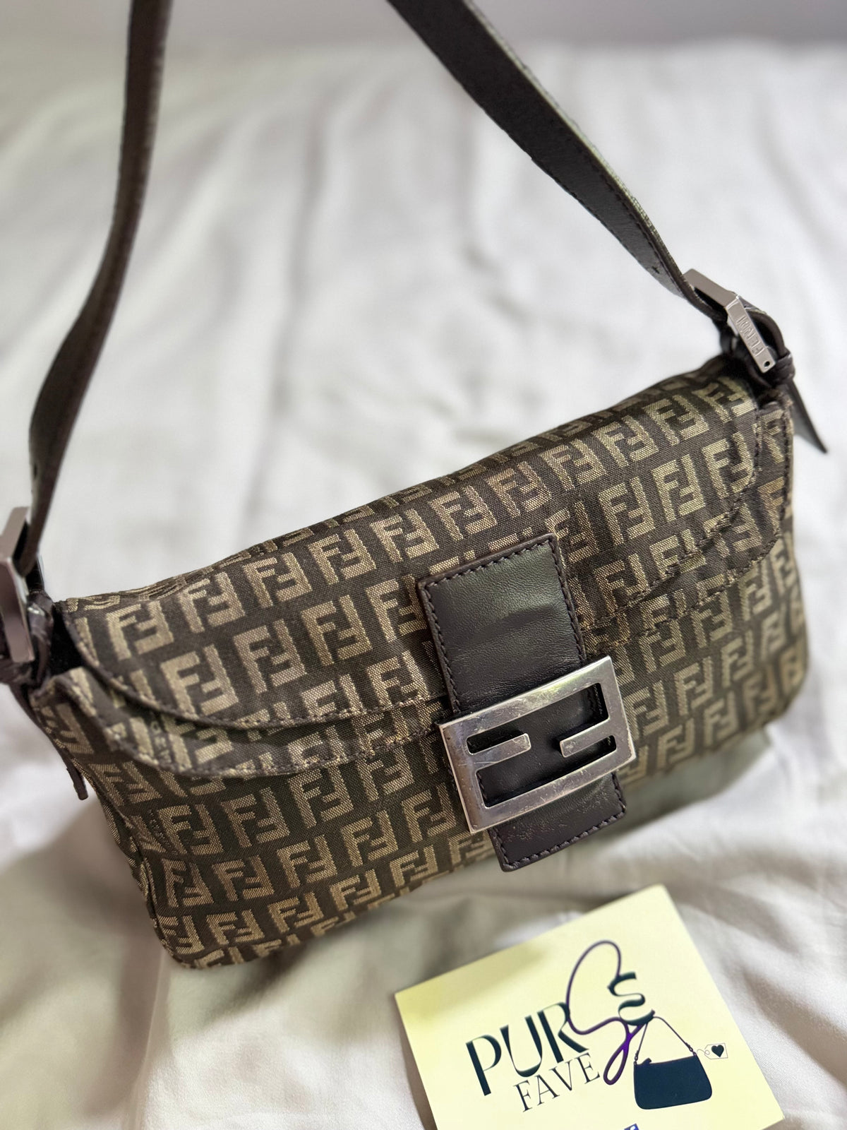 Fendi Zucchino Double Flap Baguette
