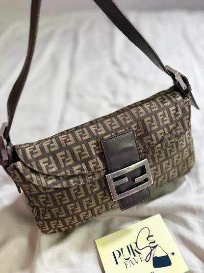 Fendi Zucchino Double Flap Baguette