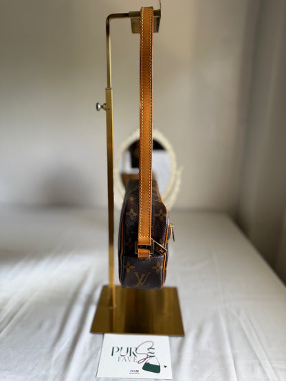 Authentic LOUIS VUITTON Pochette Cité Brown Monogram Canvas Shoulder Bag
