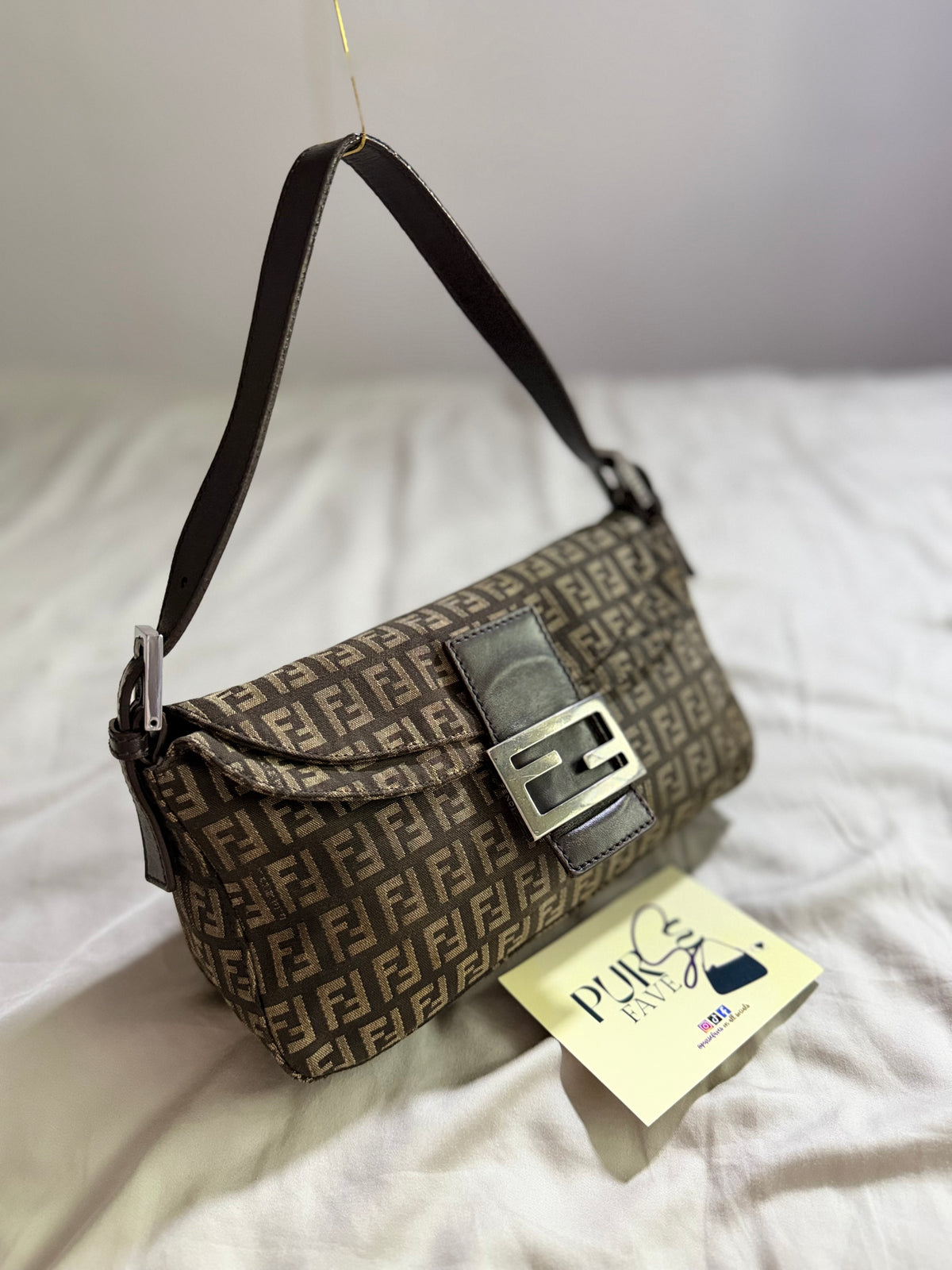 Fendi Zucchino Double Flap Baguette