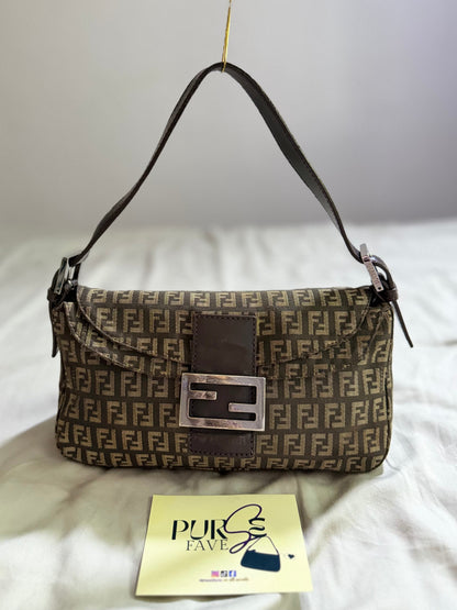 Fendi Zucchino Double Flap Baguette