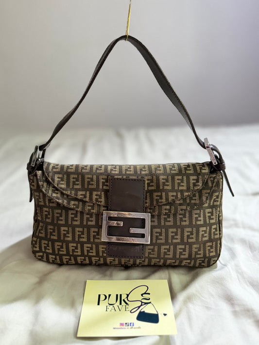 Fendi Zucchino Double Flap Baguette