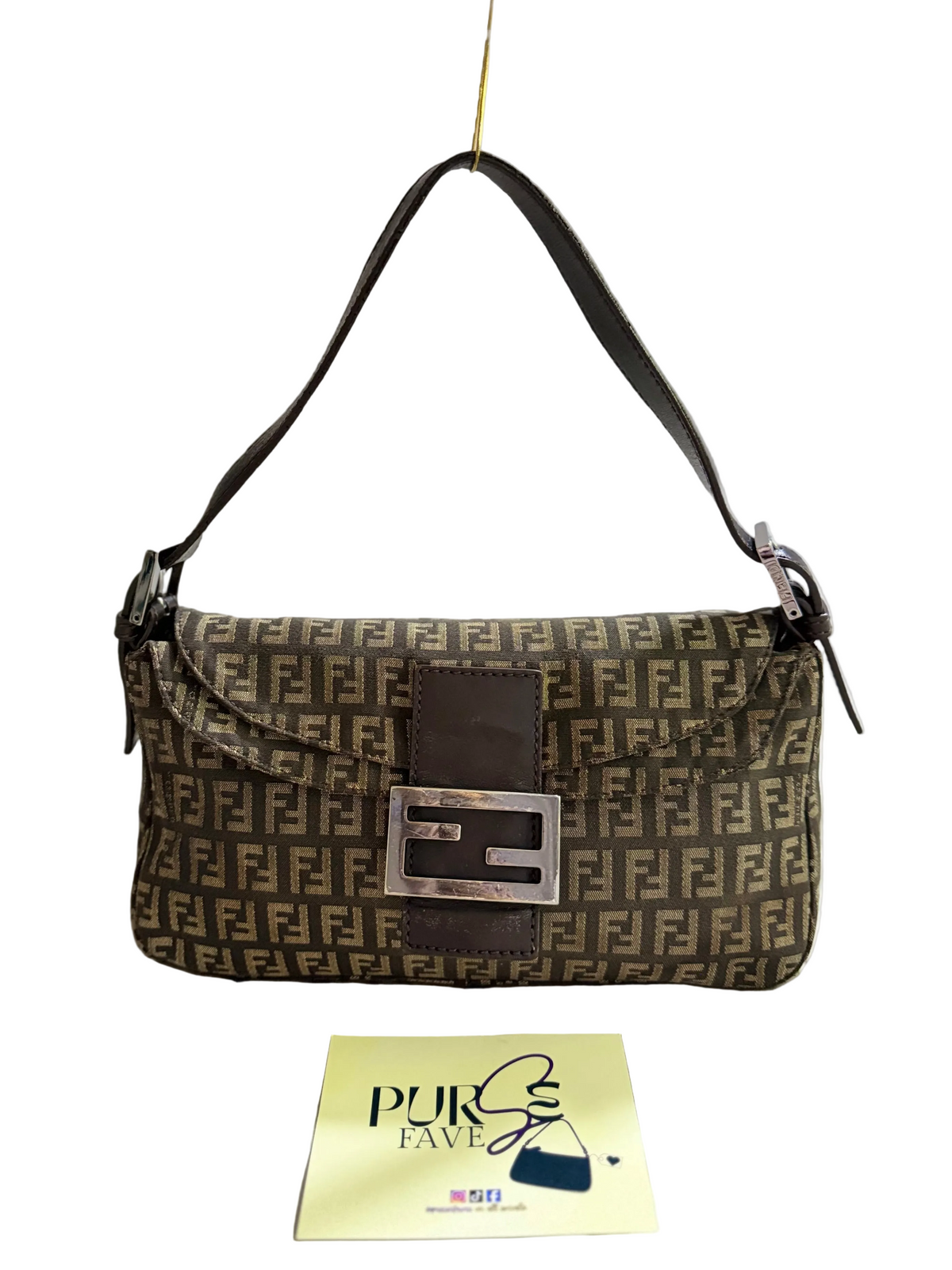 Fendi Zucchino Double Flap Baguette