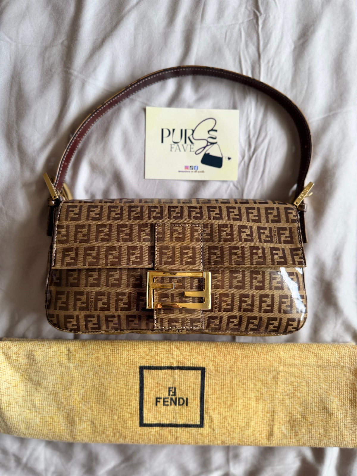Fendi Zucchino Gold Vinyl Baguette