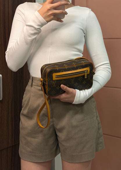 Authentic LOUIS VUITTON Pochette Cité Brown Monogram Canvas Shoulder Bag
