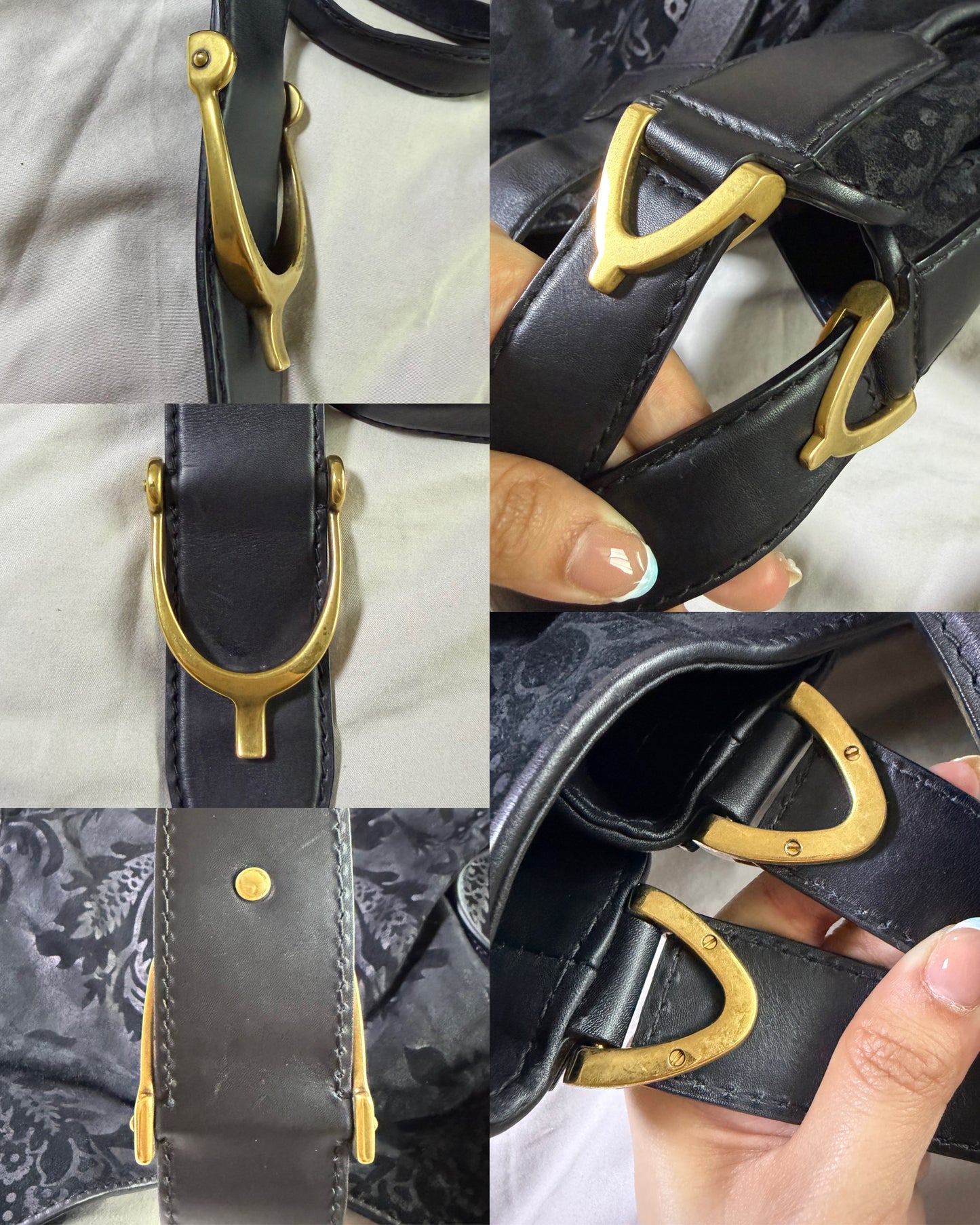 Authentic GUCCI Brocade Black Nubuck & Suede Soft Horsebit Stirrup Tote
