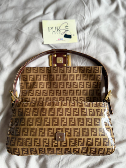 Fendi Zucchino Gold Vinyl Baguette