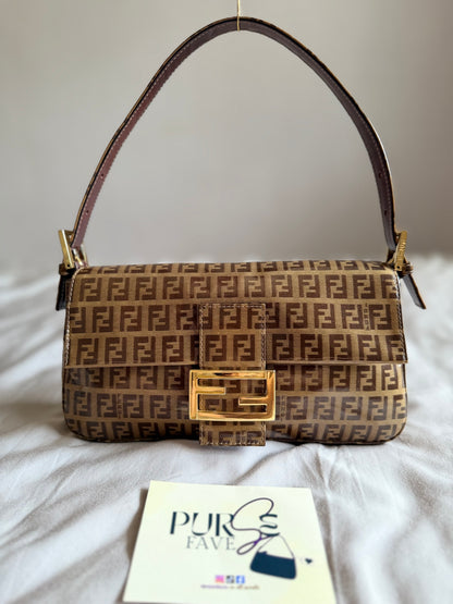 Fendi Zucchino Gold Vinyl Baguette