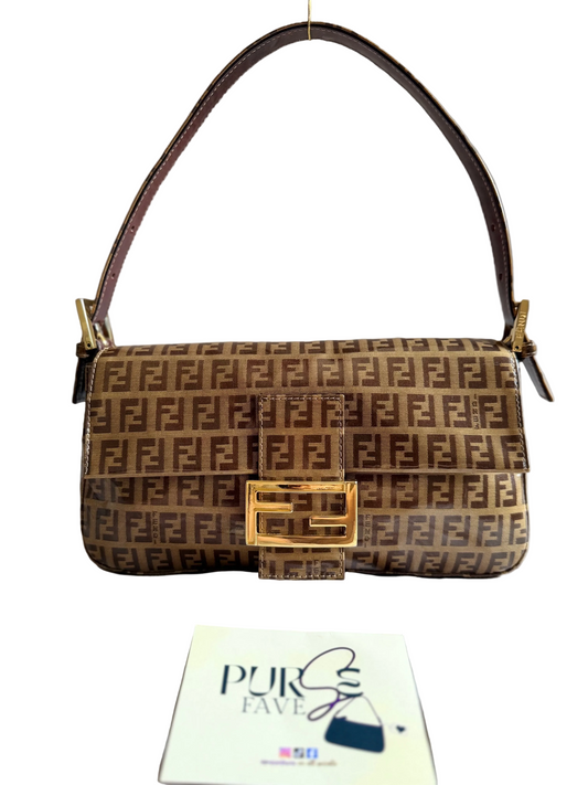 Fendi Zucchino Gold Vinyl Baguette