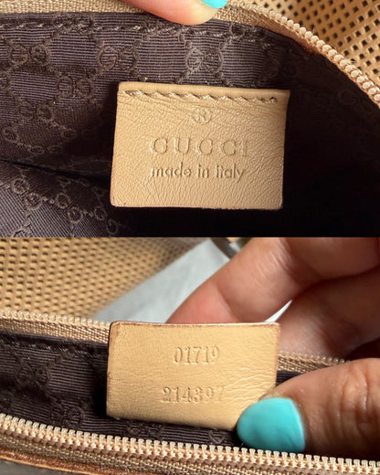 Authentic GUCCI Perforated Leather Jackie x Bardot Tan Hobo Shoulder Bag w/ Pouch (Rare/Limited)