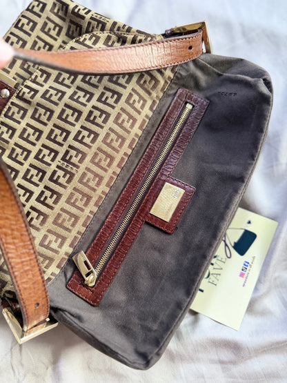 Fendi Zucchino Double Flap Baguette