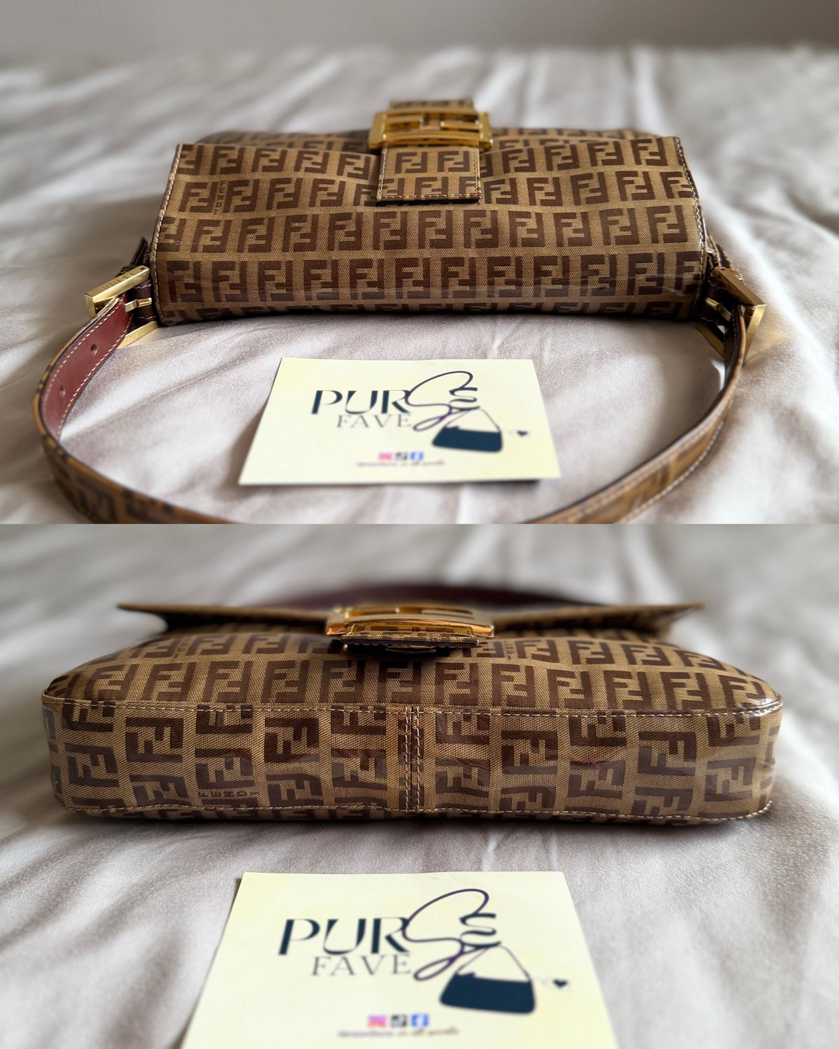 Fendi Zucchino Gold Vinyl Baguette