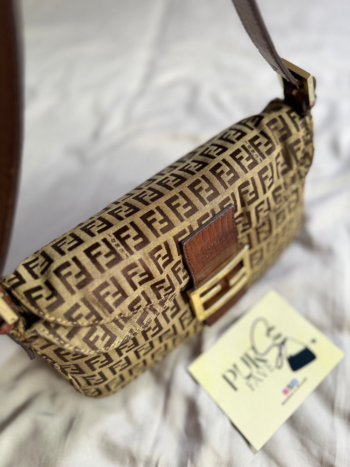 Fendi Zucchino Double Flap Baguette