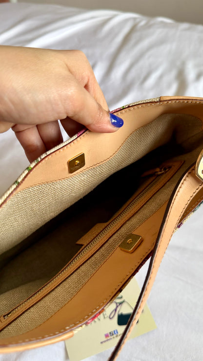 Authentic Vintage GUCCI Hasler Horsebit Flora Canvas Hobo Shoulder Bag