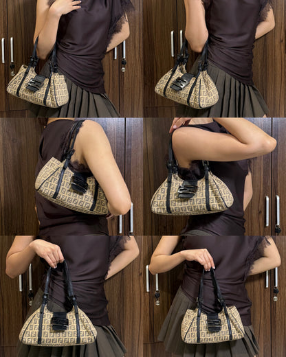 Fendi Zucchino Mini Borsa Sporty Baguette