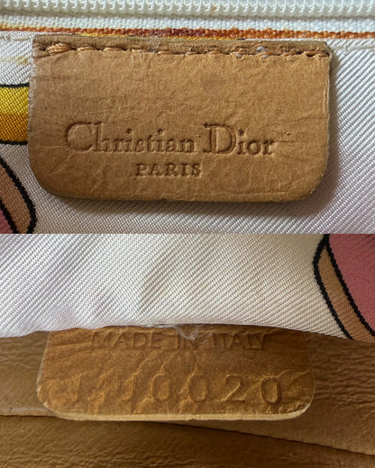 Authentic Vintage Christian Dior by John Galliano Tan Calfskin x White Leather Saddle Bag
