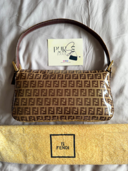 Fendi Zucchino Gold Vinyl Baguette