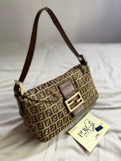 Fendi Zucchino Double Flap Baguette