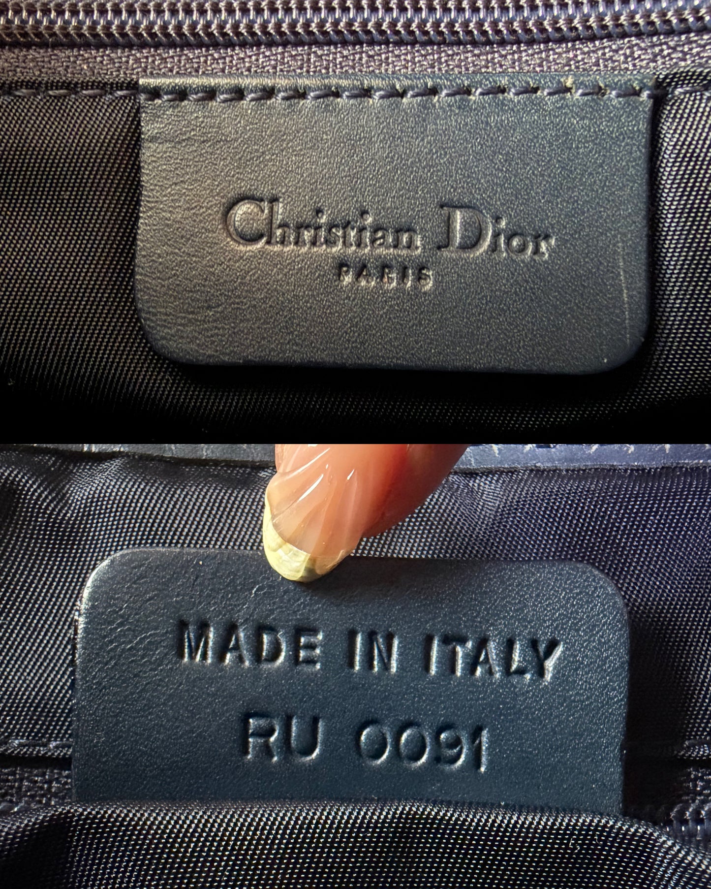 Authentic Vintage Christian Dior by John Galliano Navy Trotter Oblique Canvas Double Saddle Bag