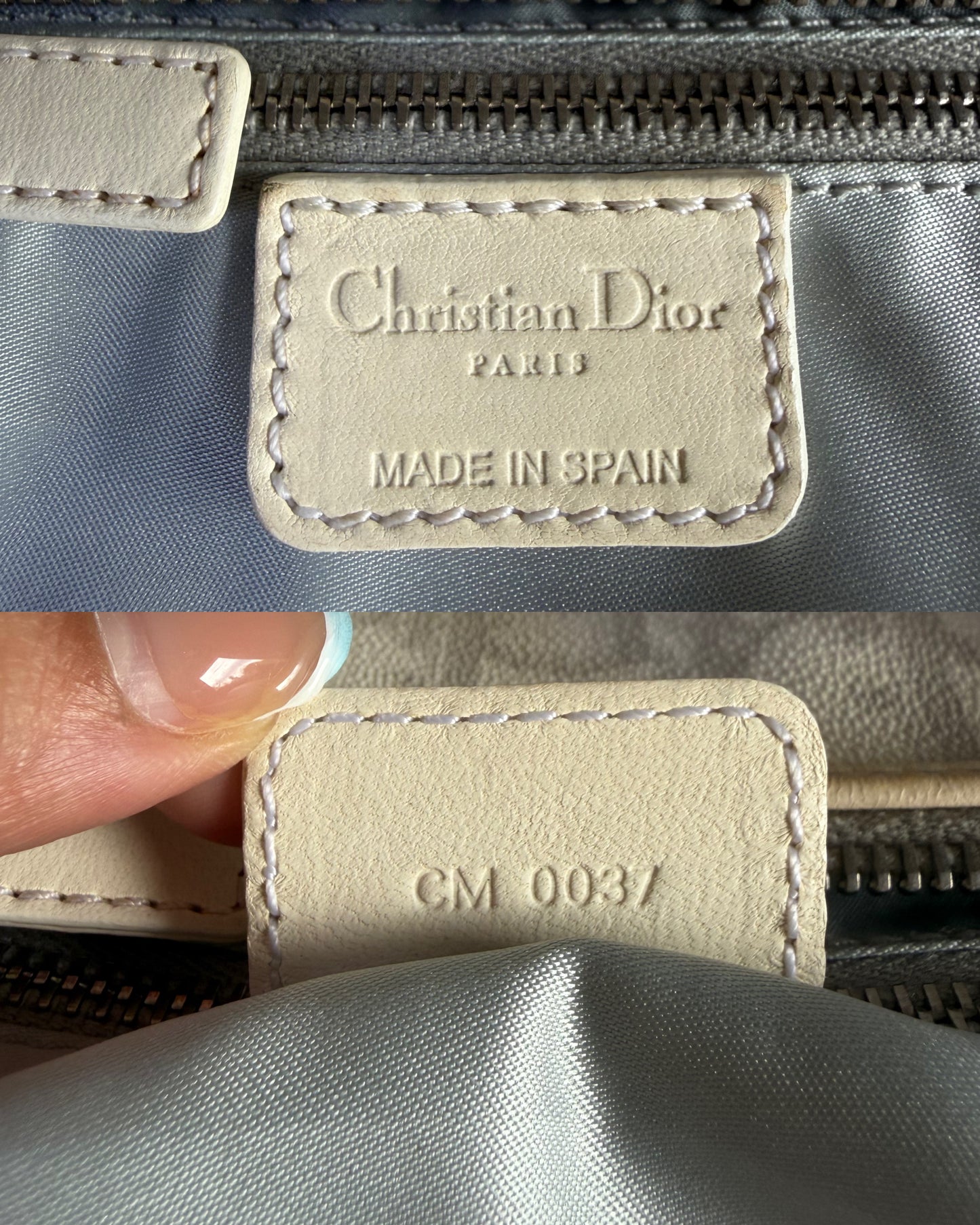 Authentic Vintage Christian Dior by John Galliano White x Grey Trotter Romantic Mini Boston Barrel Bag