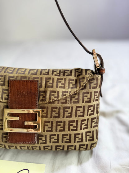 Fendi Zucchino Double Flap Baguette