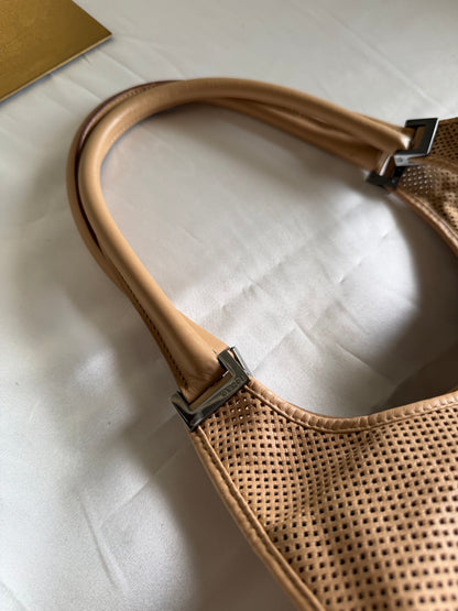 Authentic GUCCI Perforated Leather Jackie x Bardot Tan Hobo Shoulder Bag w/ Pouch (Rare/Limited)