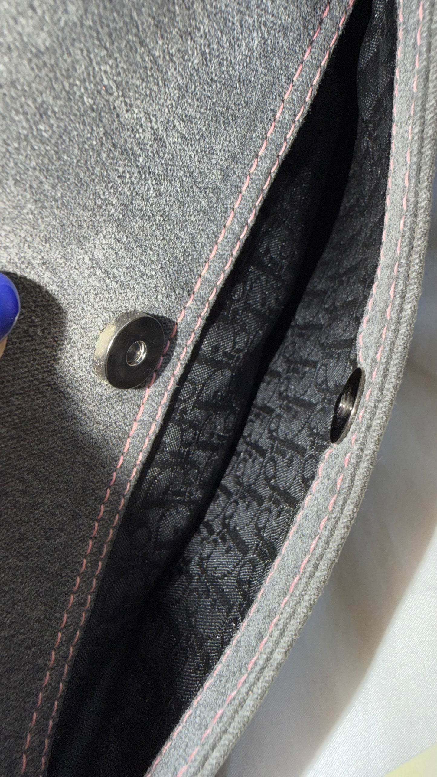 Authentic Vintage CHRISTIAN DIOR Dark Grey Denim with Pocket Saddle Shoulder Bag
