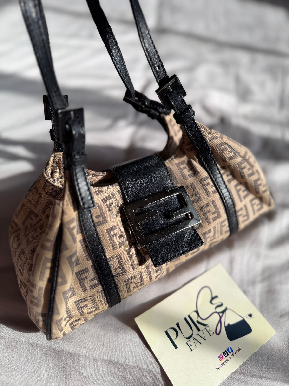 Fendi Zucchino Mini Borsa Sporty Baguette