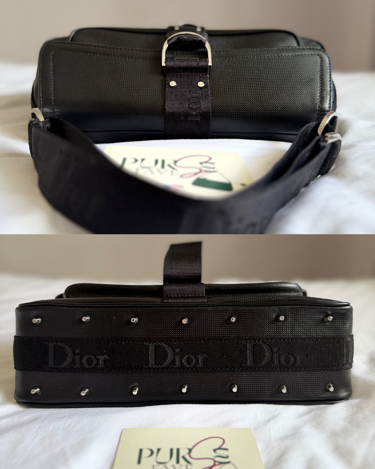 Authentische Christian Dior Hardcore Vintage Schultertasche aus schwarzem Leder
