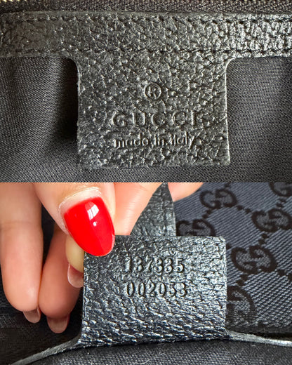 Authentic GUCCI Jackie 1961 Medium Black GG Monogram Canvas Hobo Shoulder Bag