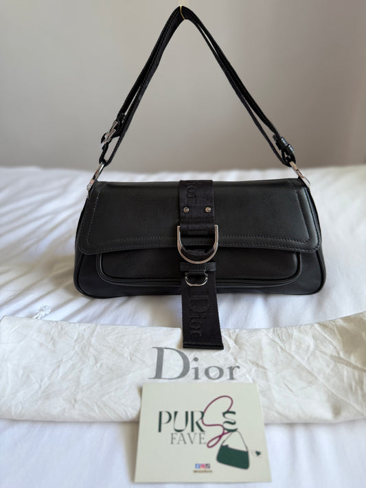 Authentic CHRISTIAN DIOR Hardcore Vintage Black Leather Shoulder Bag