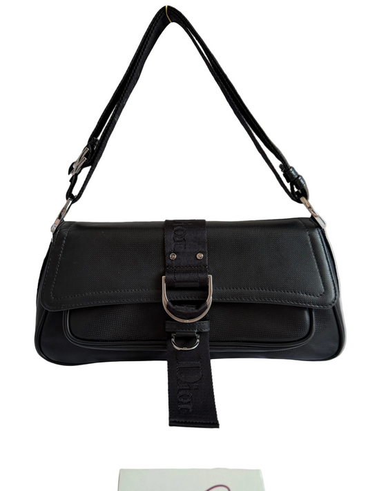 Authentic CHRISTIAN DIOR Hardcore Vintage Black Leather Shoulder Bag
