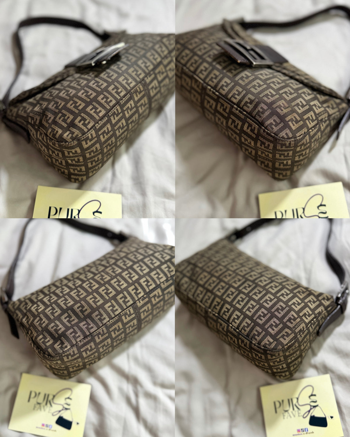 Fendi Zucchino Double Flap Baguette