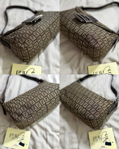 Fendi Zucchino Double Flap Baguette