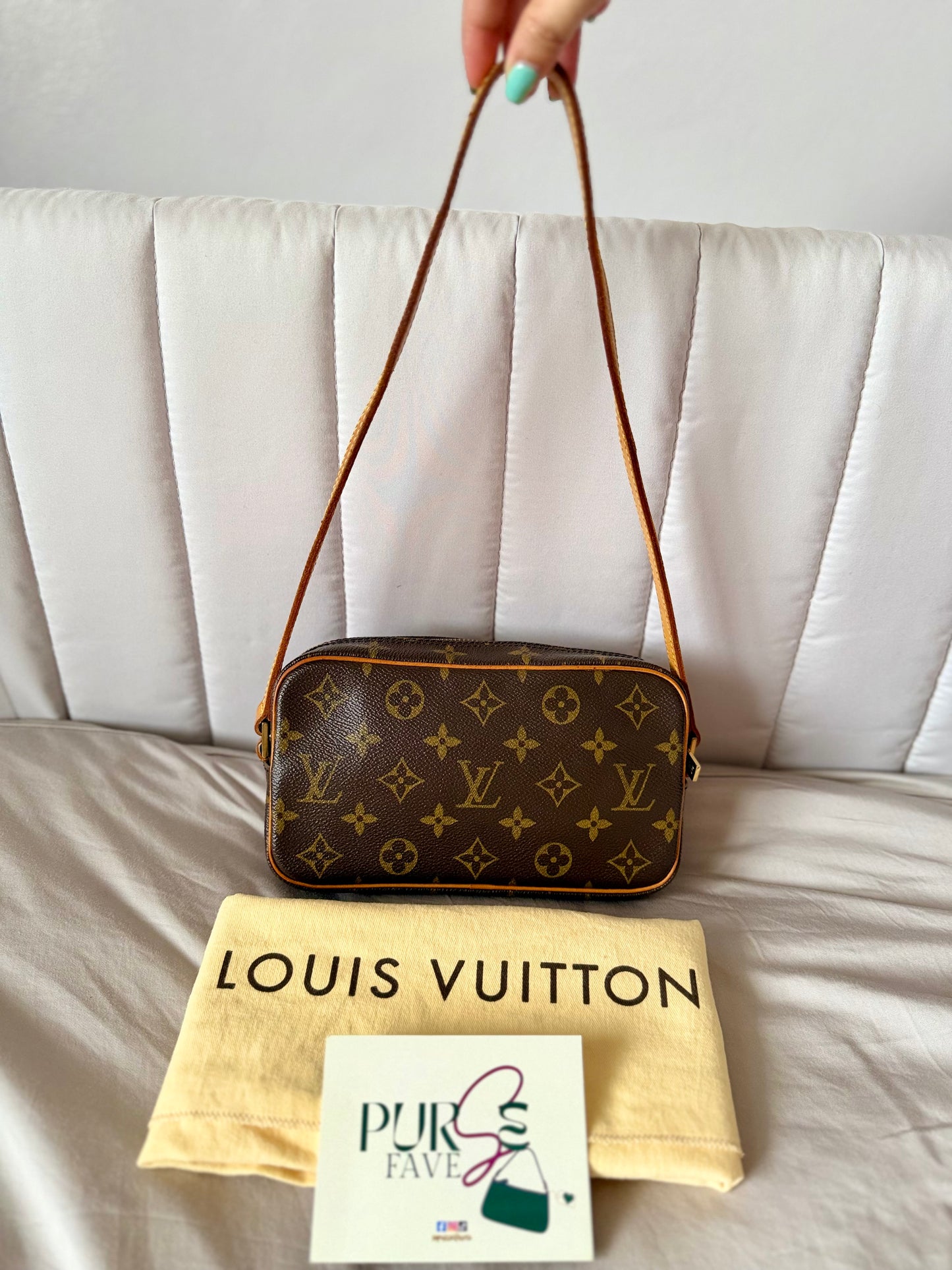 Authentic LOUIS VUITTON Pochette Cité Brown Monogram Canvas Shoulder Bag