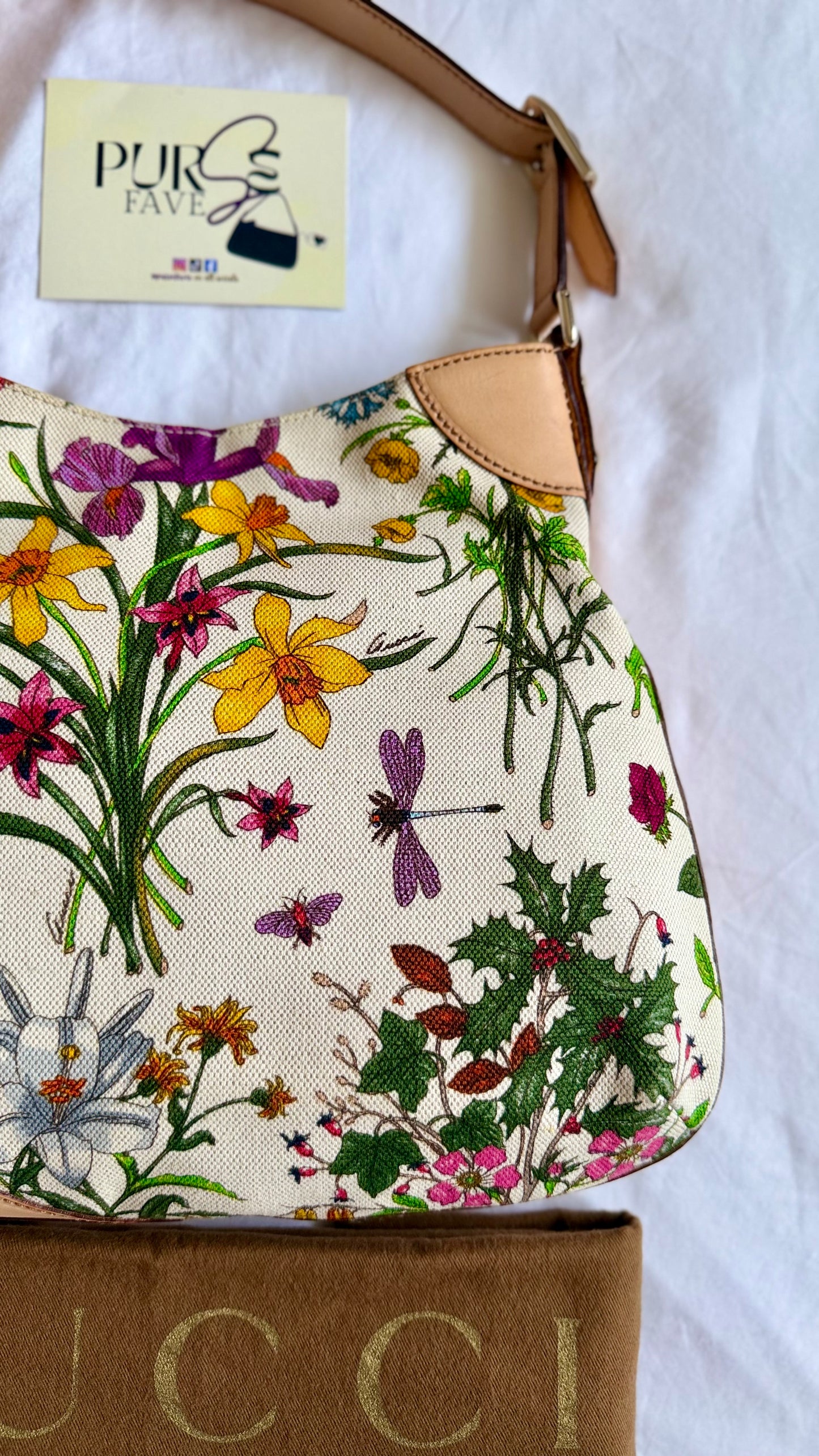 Authentic Vintage GUCCI Hasler Horsebit Flora Canvas Hobo Shoulder Bag
