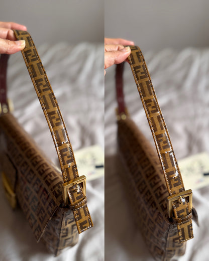 Fendi Zucchino Gold Vinyl Baguette