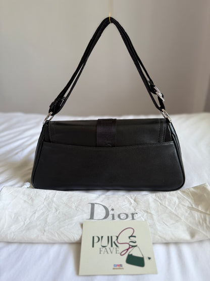Authentische Christian Dior Hardcore Vintage Schultertasche aus schwarzem Leder