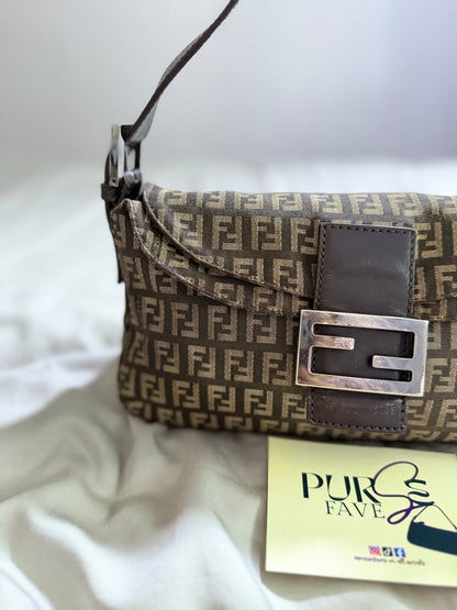 Fendi Zucchino Double Flap Baguette
