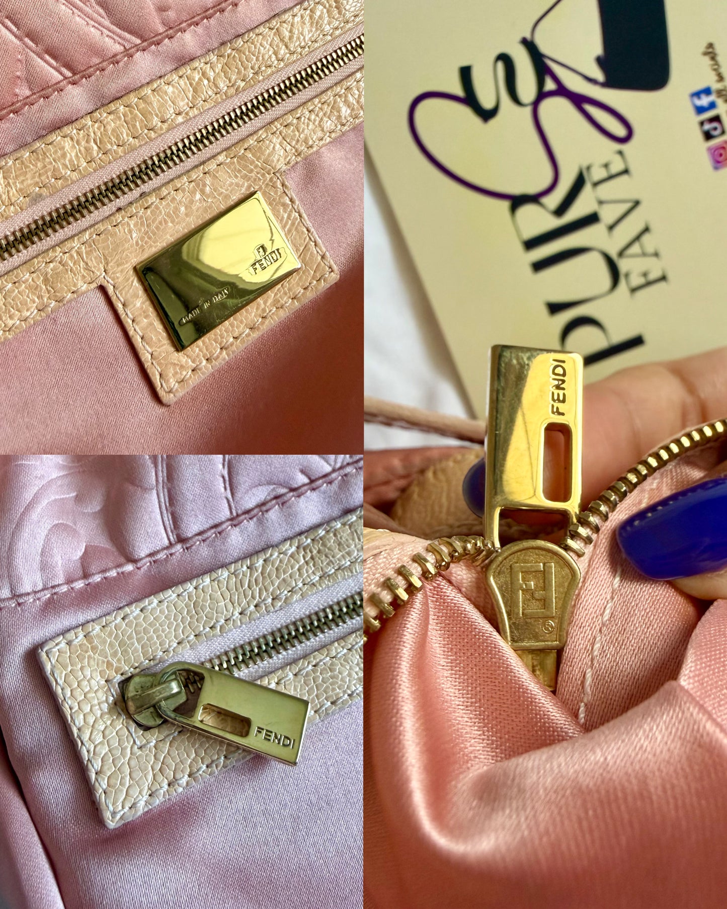 Authentic Vintage Fendi Baguette Pink Silk 3D Embossed Floral Swirl Pattern