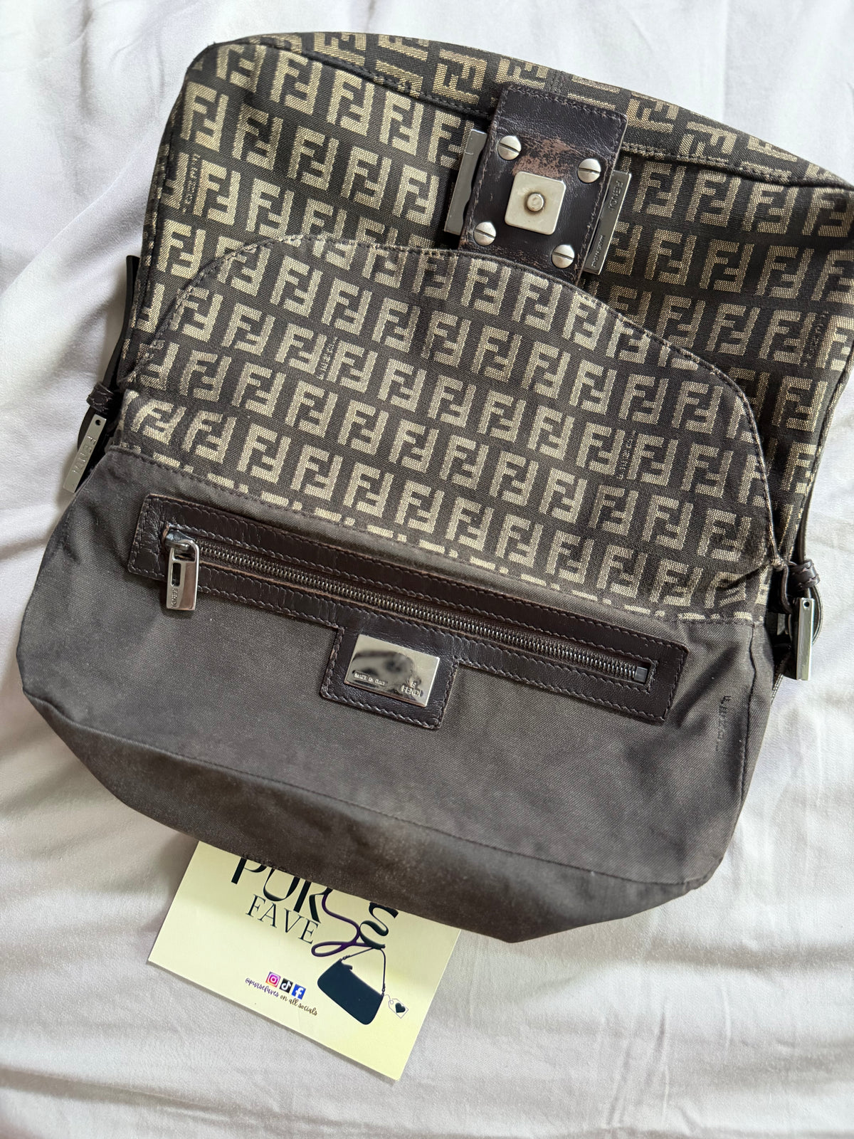 Fendi Zucchino Double Flap Baguette