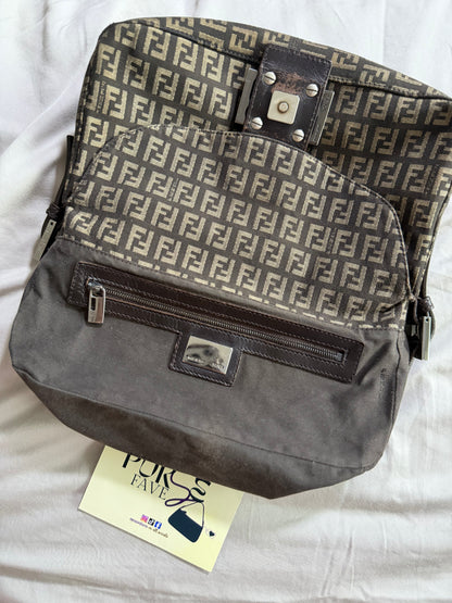 Fendi Zucchino Double Flap Baguette
