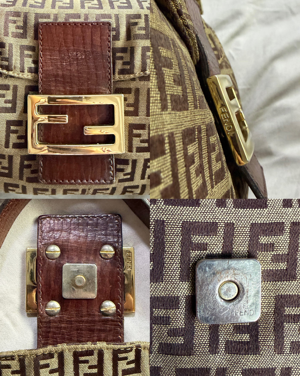Fendi Zucchino Double Flap Baguette