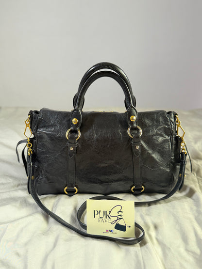 Authentic MIU MIU Vitello Lux Fomo Bow Satchel Crossbody Bag