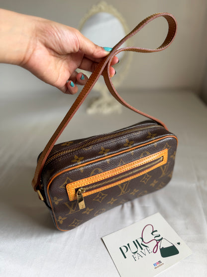 Authentic LOUIS VUITTON Pochette Cité Brown Monogram Canvas Shoulder Bag