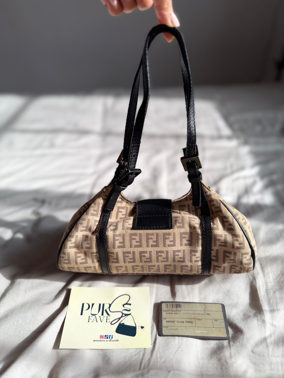 Fendi Zucchino Mini Borsa Sporty Baguette