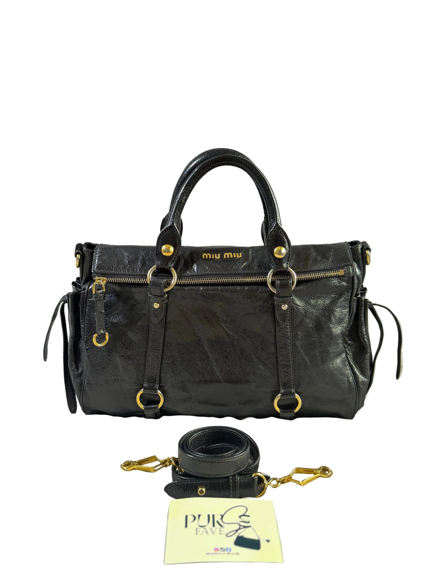 Authentic MIU MIU Vitello Lux Fomo Bow Satchel Crossbody Bag